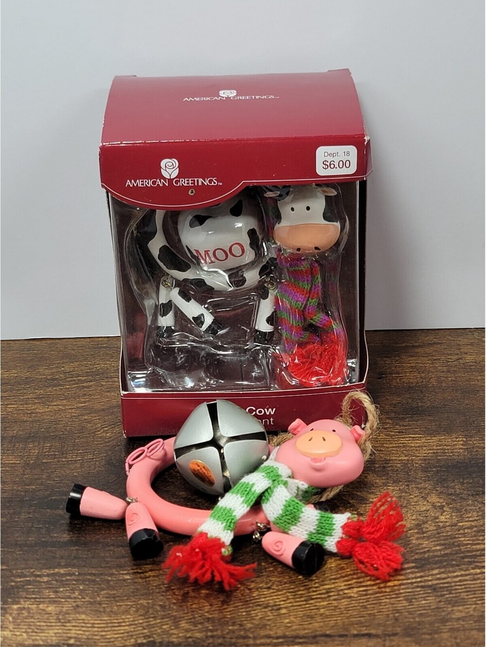 Vintage American Greeting Jolly Cow Ornament Christmas Tree Ornament 2000s